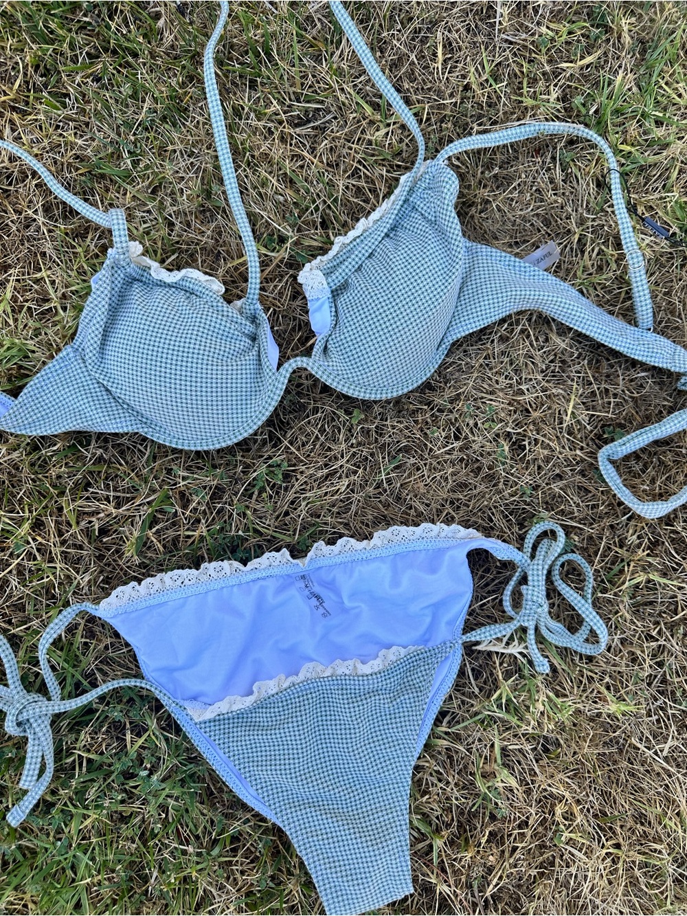 ✨Gingham Ruffle Trim Two-Piece Green Bikini Set